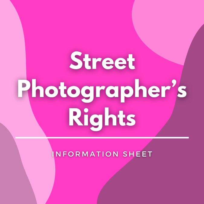 Street Photographer's Rights written atop a pink, graphic background