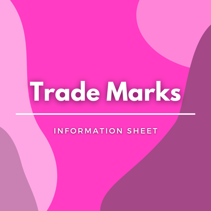 Trade Marks written atop a pink, graphic background