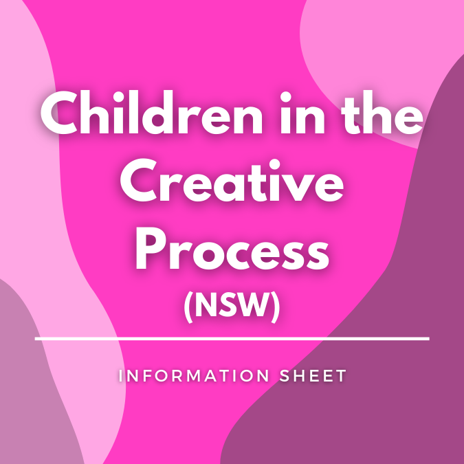 Children in the Creative Process (NSW) written atop a pink, graphic background