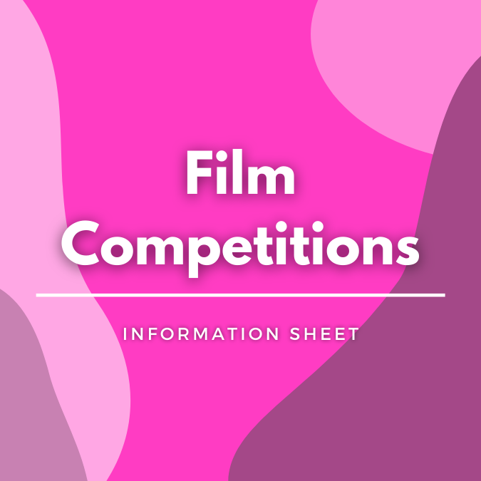 Film Competitions written atop a pink, graphic background