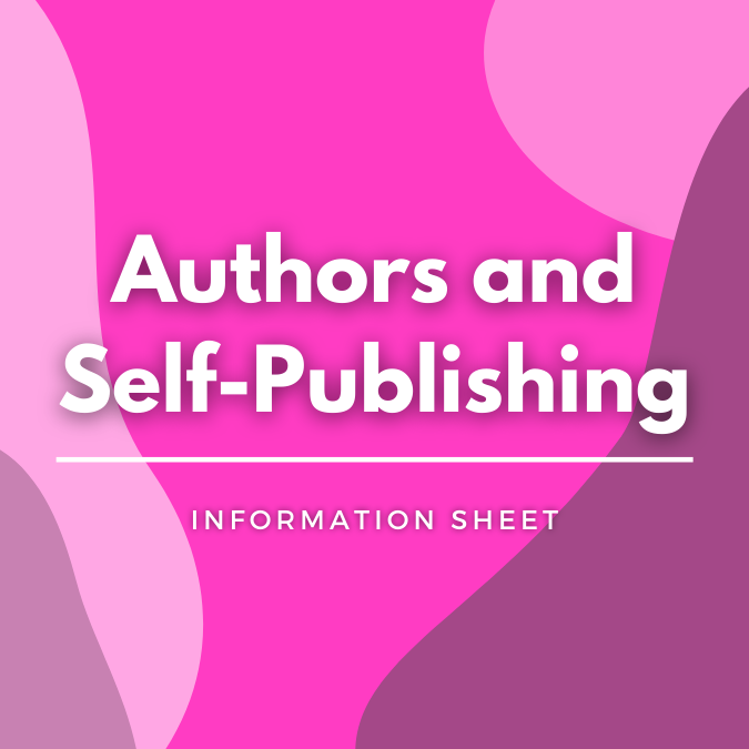 Authors and Self-Publishing written on a pink, graphic background