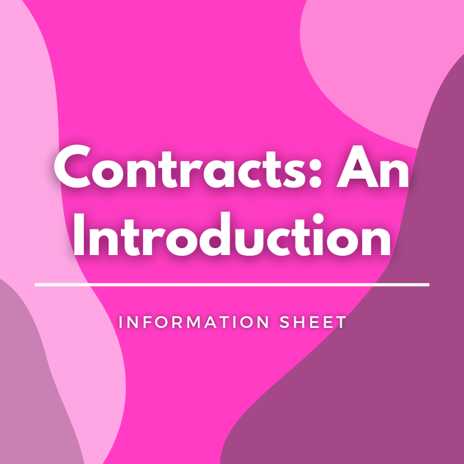 Contracts: An Introduction written atop a pink, graphic background