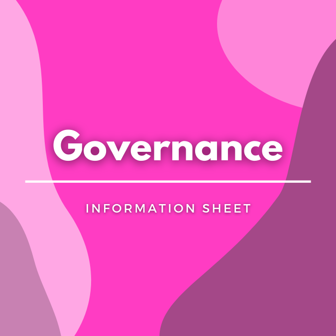 Governance written atop a pink, graphic background