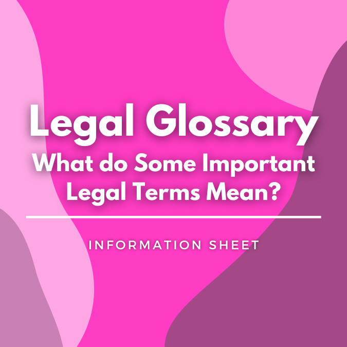 Legal Glossary: What do Some Important Legal Terms Mean written atop a pink, graphic background