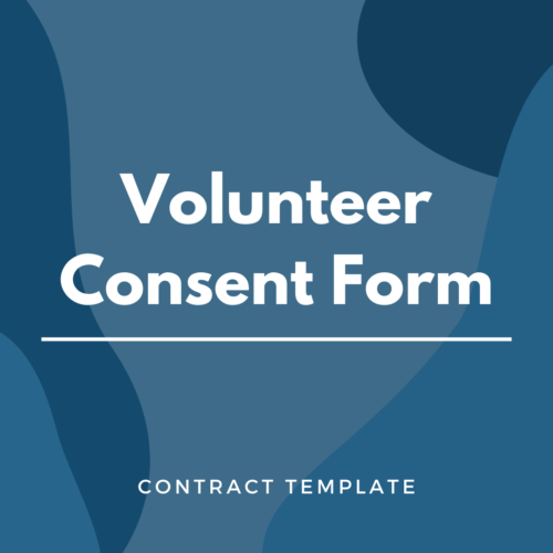 Volunteer Consent Form written on a blue, graphic background