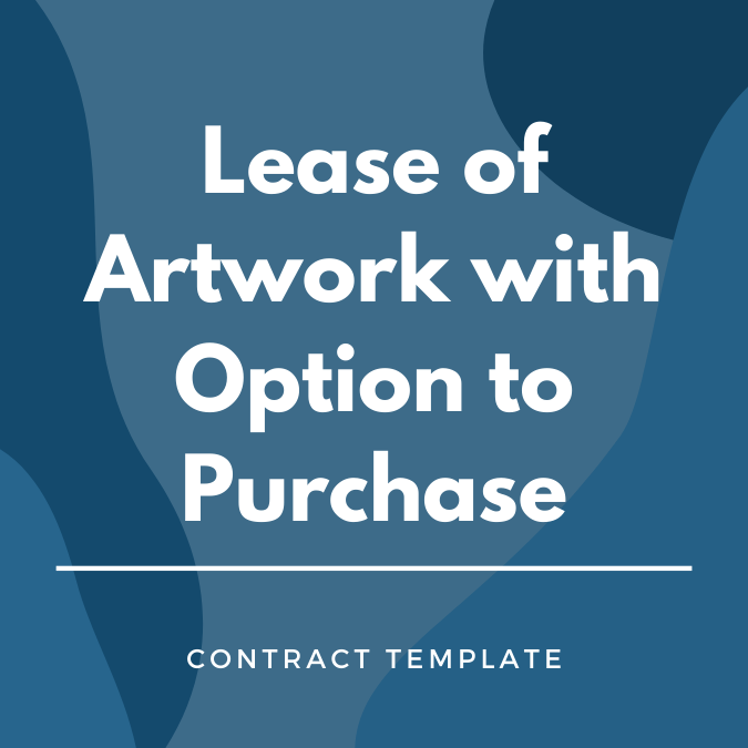 Lease of Artwork with Option to Purchase written on a blue, graphic background