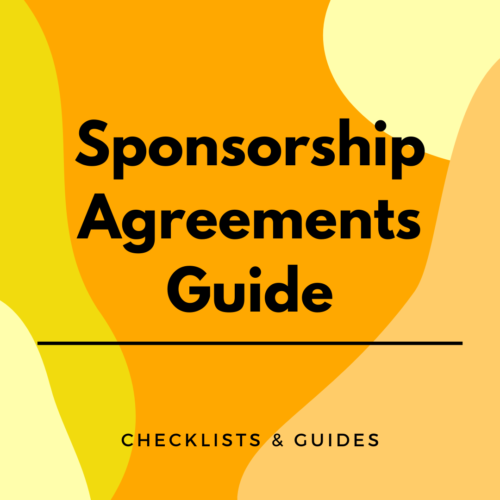 Sponsorship Agreements Guide written on a yellow, graphic background