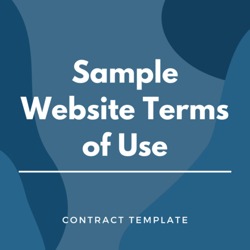 Sample Website Terms of Use written on a blue, graphic background