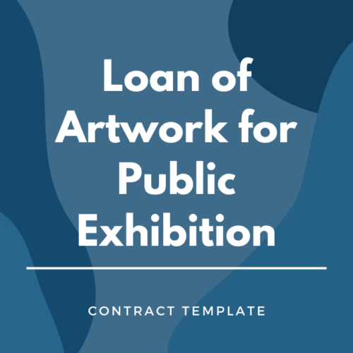 Loan of Artwork for Public Exhibition written on a blue, graphic background