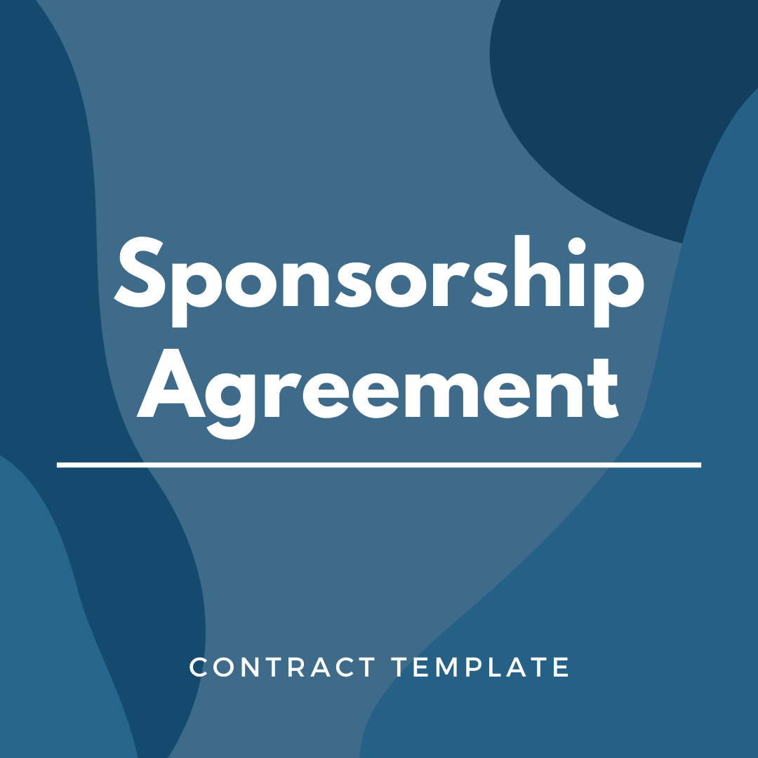 Sponsorship Agreement written on a blue, graphic background