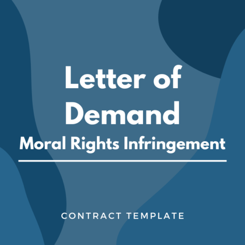 Letter of Demand - Moral Rights Infringement written on a blue, tile background