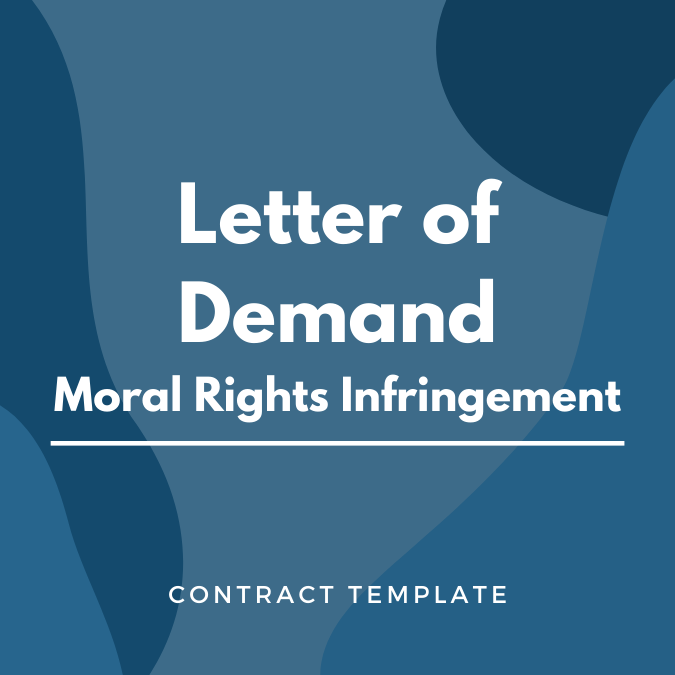 Letter of Demand - Moral Rights Infringement written on a blue, tile background
