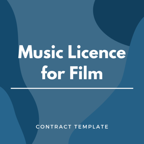 Music Licence for Film written on a blue, graphic background