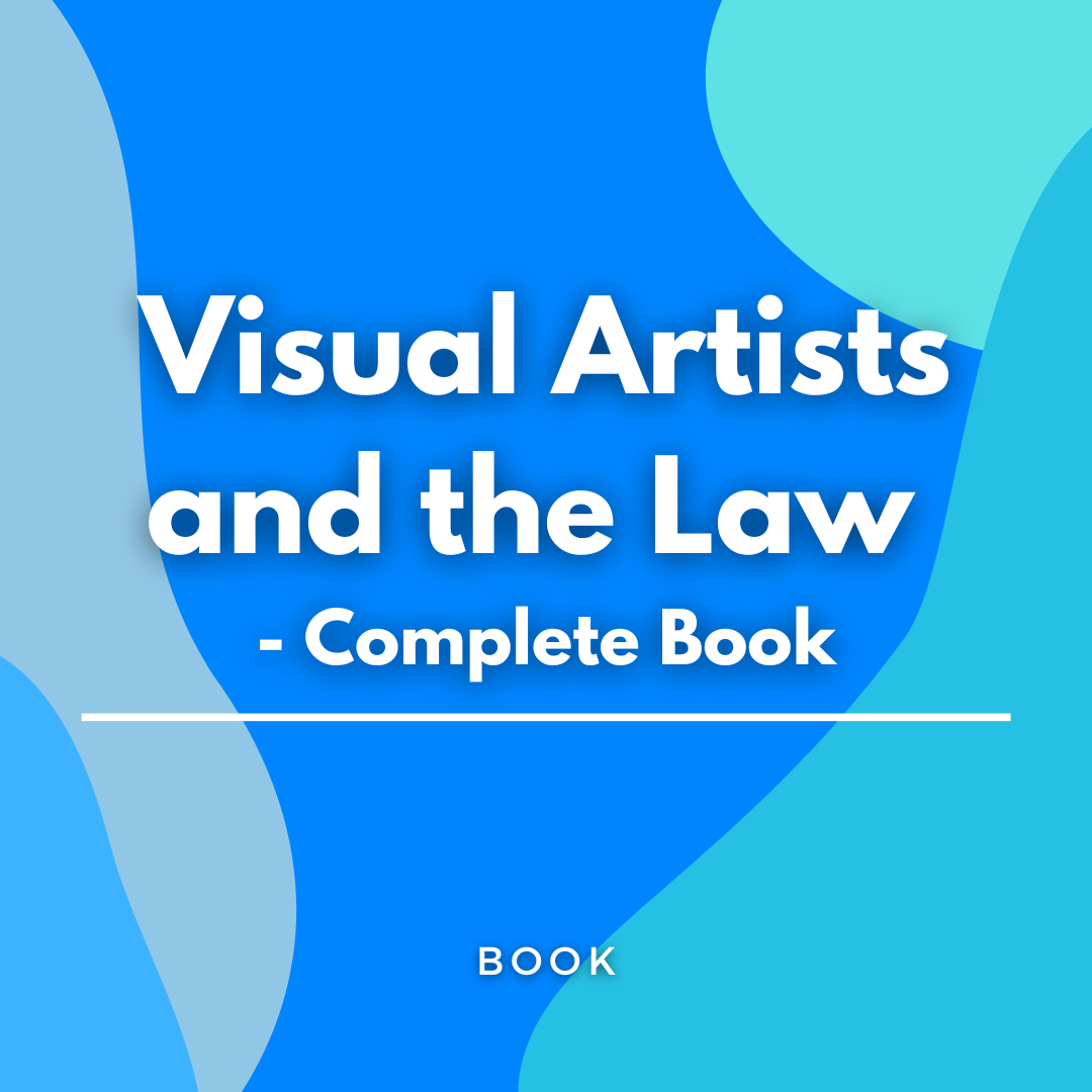 Visual Artists and the Law - Complete Book, written on a blue, graphic background