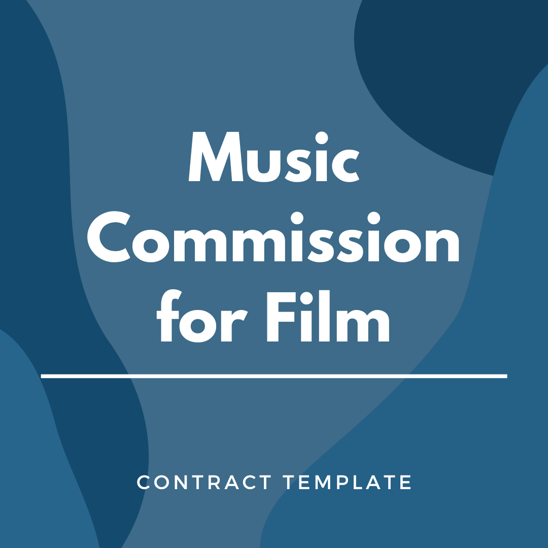 Music Commission for Film written on a blue, graphic background