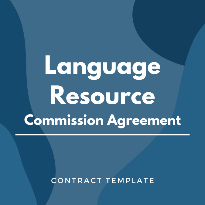 Language Resource Commission Agreement written on a blue, graphic background