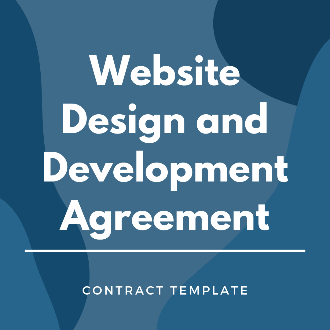 Website Design and Development written on a blue, graphic background