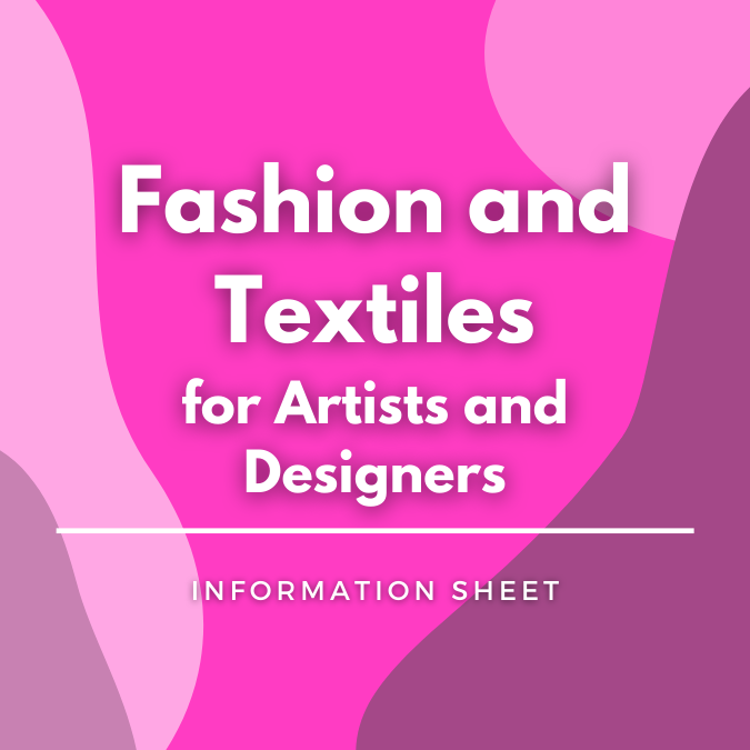 Fashion and Textiles for Artists and Designers written atop a pink, graphic background