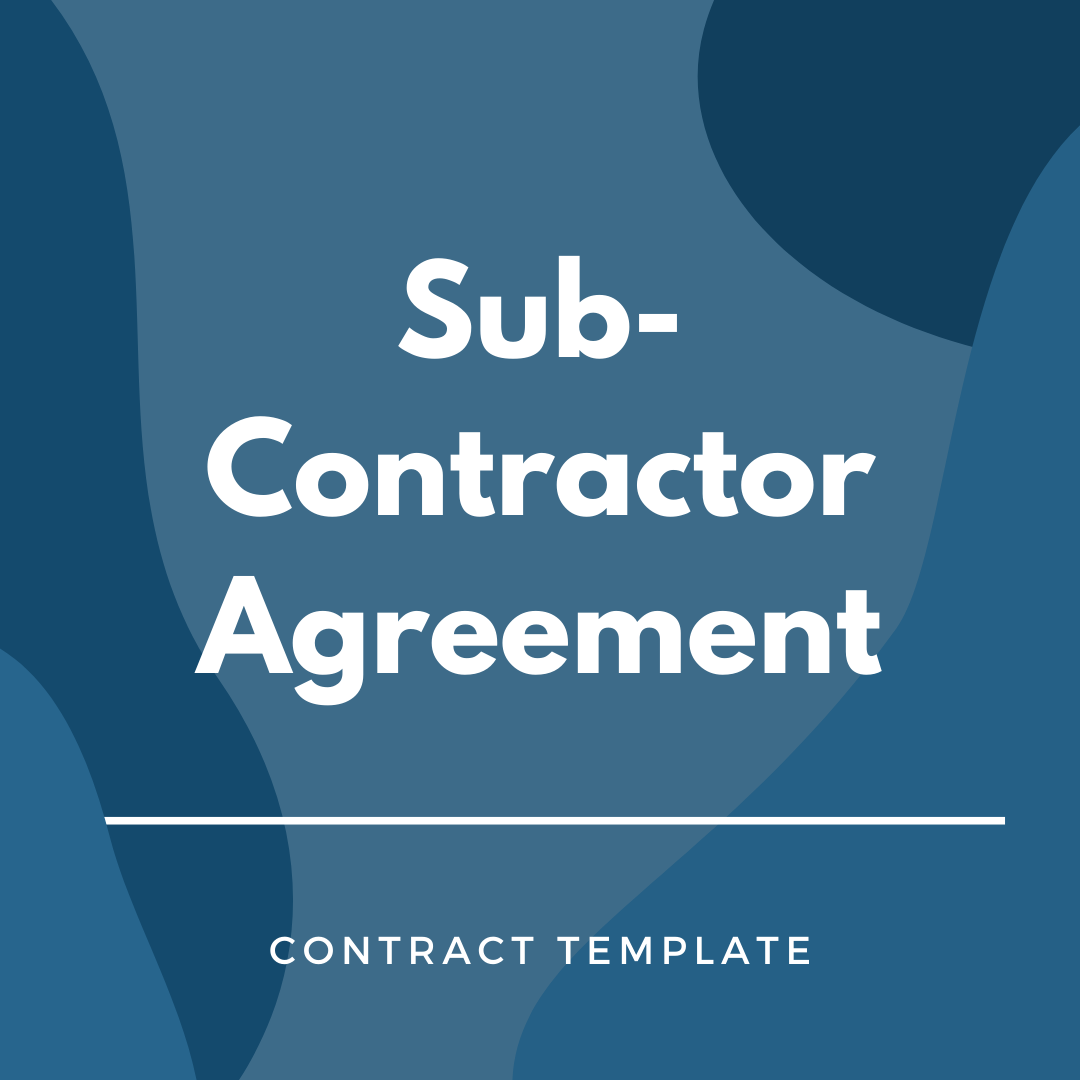Sub-Contractor Agreement written on a blue, graphic background