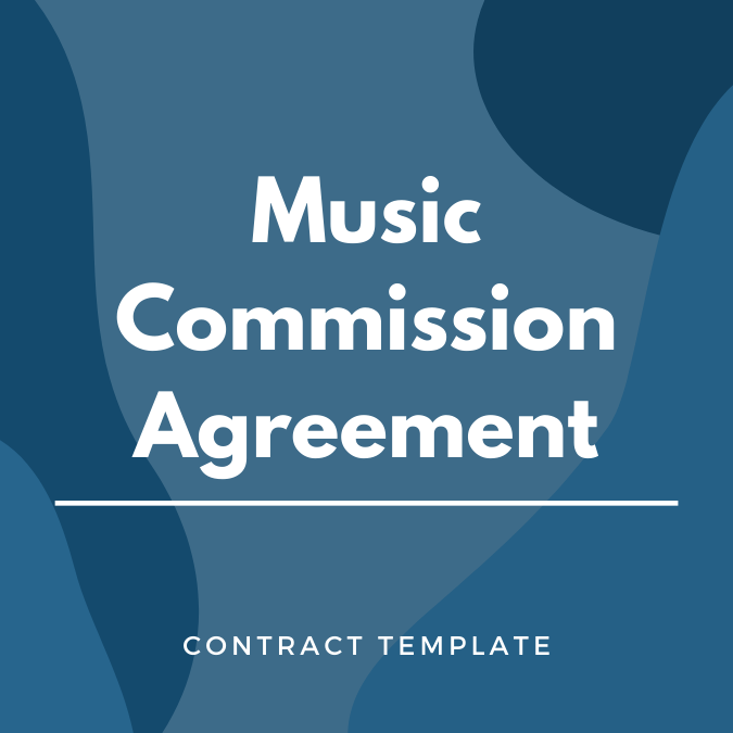 Music Commission Agreement written on a blue, graphic background
