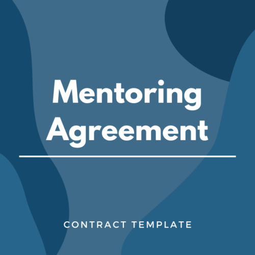 Mentoring Agreement written on a blue, graphic background