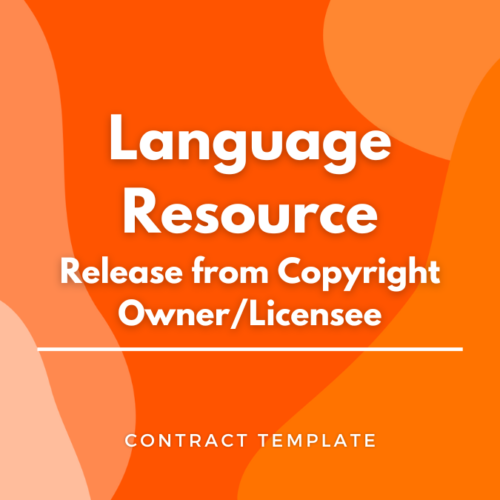 Language resource - Release from Copyright Owner/Licensee written on an orange, graphic background